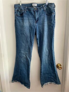 RSQ Medium Blue Flare Jeans with Raw Hem